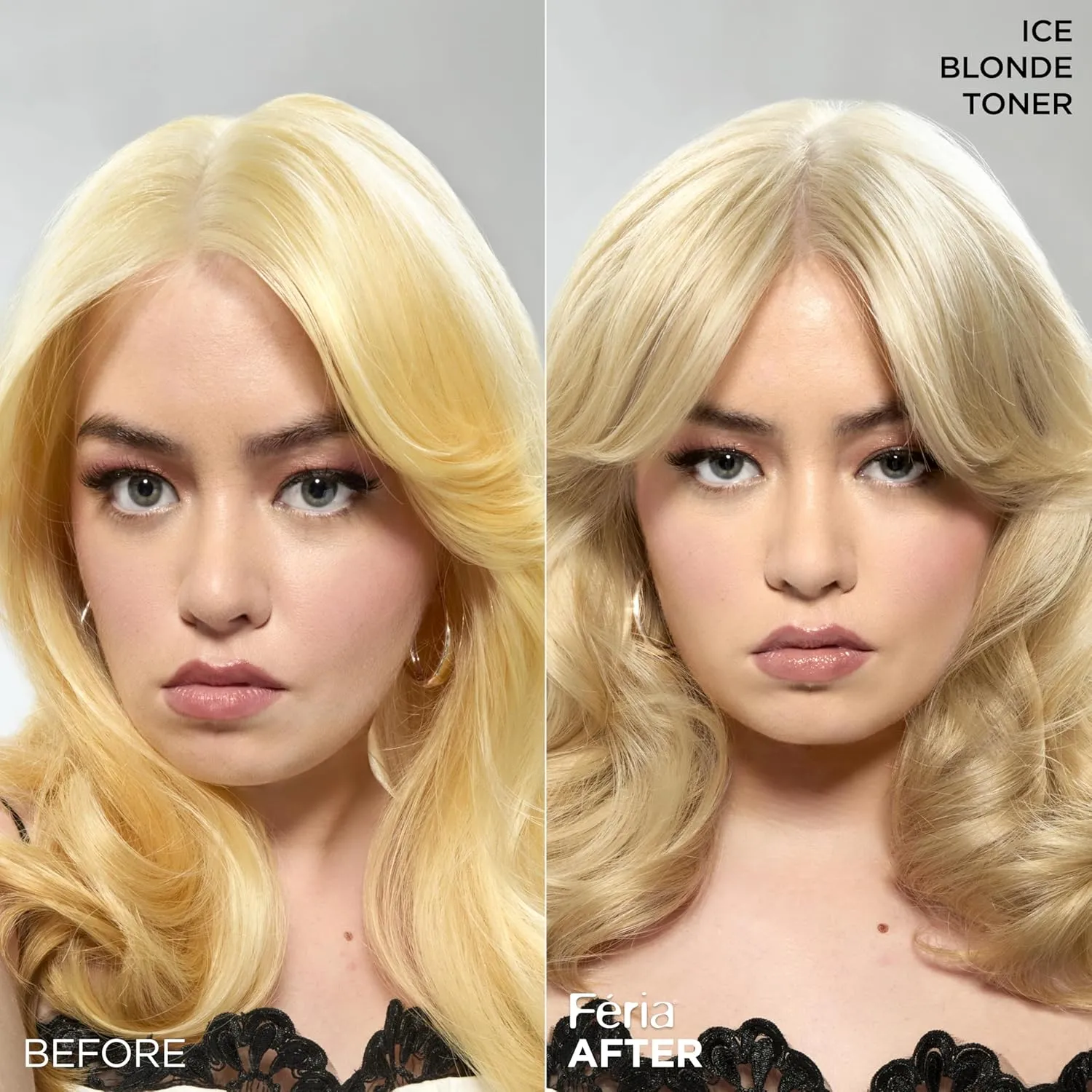 L'Oreal Paris Feria Long-Lasting Anti Brass Power Hair Toner, Ammonia Free Demi Permanent Hair Color, Ice Blonde Hair Toner, 1 Application