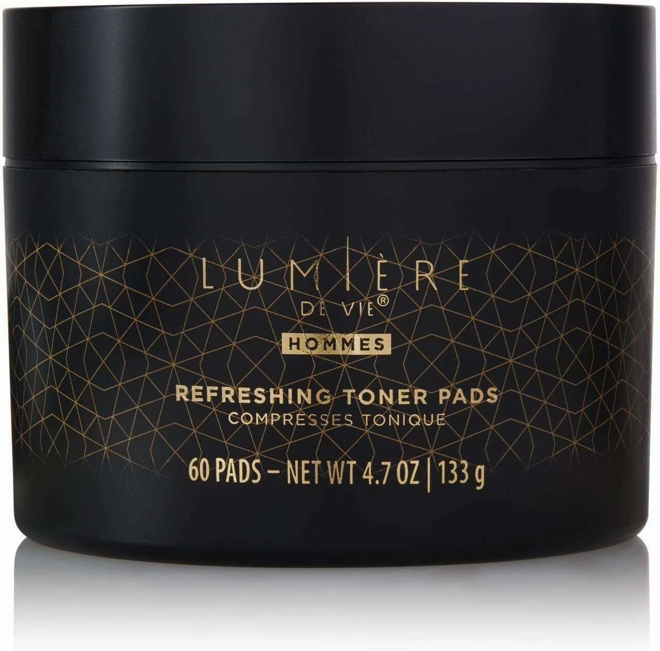 Lumière de Vie® Hommes Refreshing Toner Pads - Exfoliating & Moisturizing, Smooths Complexion, Maintains Elasticity, Paraben-Free, with Witch Hazel, Hyaluronic Acid & AHA, Single Jar (60 Pads)