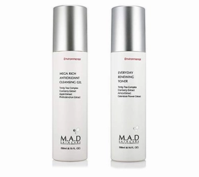 M.A.D SKINCARE MAXIMUM ACTIVE DERMACEUTICALS Environmental Duo Set - Mega Rich Antioxidant Cleansing Gel- Everyday Renewing Toner