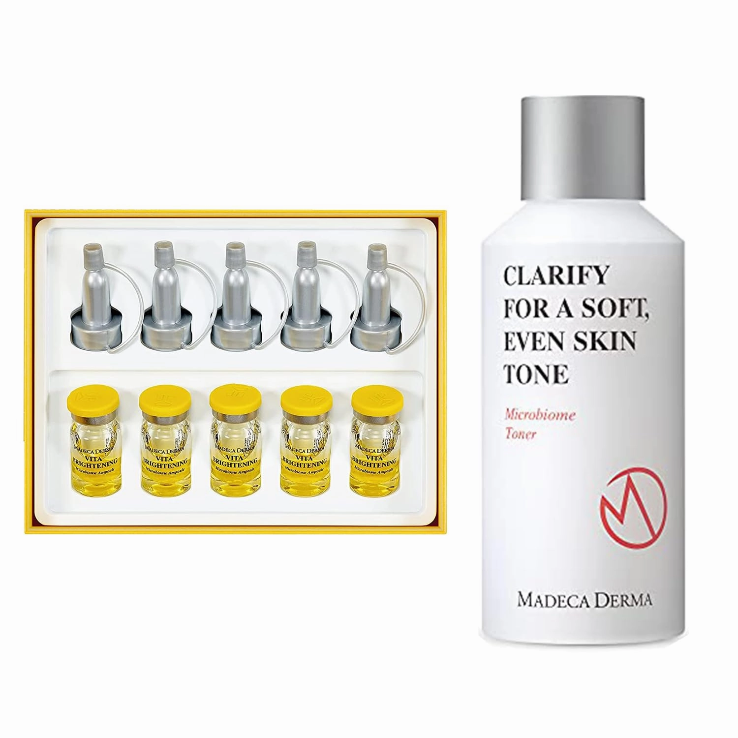 MADECA Derma Microbiome Vita Brightening Ampoule   Microbiome Toner Gift Set – Radiance-Boosting & Hydrating Duo for Even, Glowing Skin