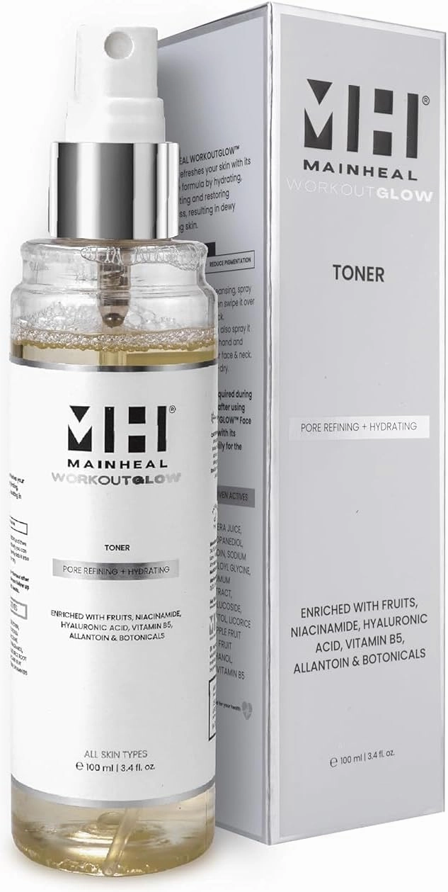 MAIN'HEAL Toner for Pore Refining   Hydrating | for Dewy Glowing Skin | for Dry, Normal, Combination & Oily Skin | Alcohol Free & pH Balanced | for Men & Women | 100ml