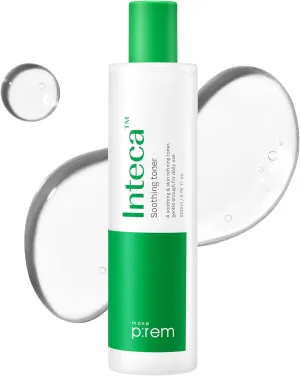 Make prem INTECA Soothing Toner, Vegan, Korean Acne-Prone Facial Toner for Sensitive Skin, Clinically Proven to Reduce Aged Dead Skin Cells by 88.21%, Quick-Calming CICA Complex, 200ml 6.76 fl.oz.