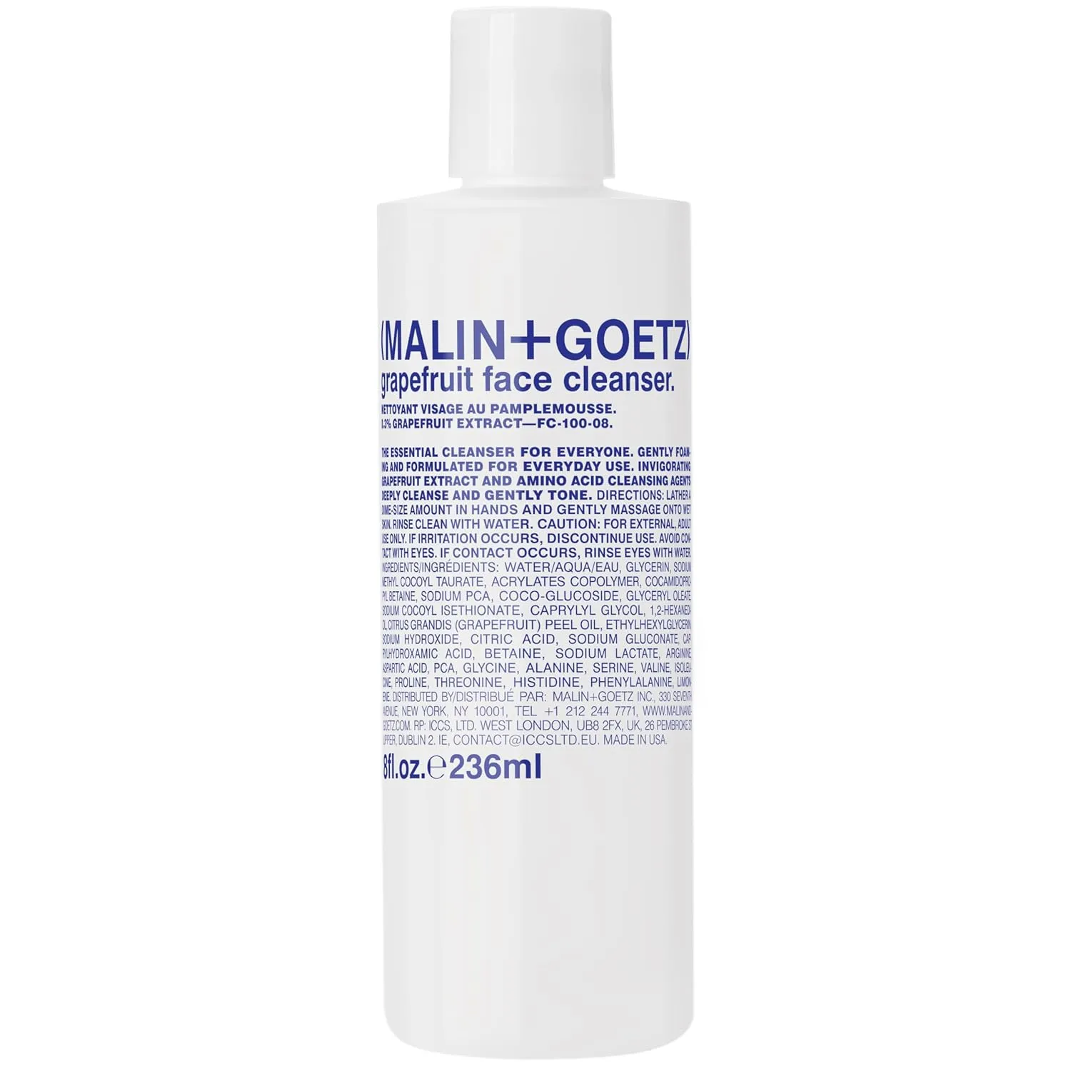Malin   Goetz Grapefruit Face Cleanser, 8 Fl. Oz. - Men & Women Facial Cleanser for All Skin Types, Face Wash & Toner, Cleansing Facial Wash, Vegan & Cruelty Free