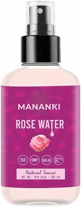 Mananki Rose Water Facial Toner Spray, 10.15 fl oz, Natural Gulab jal for Face, Skin and Hair, Makeup Remover