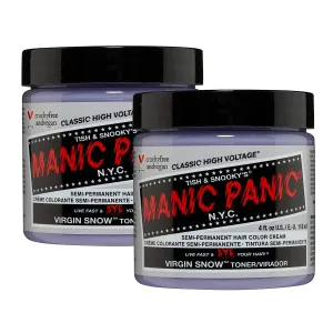 MANIC PANIC Virgin Snow - Classic High Voltage (2PK) Semi-Permanent Blue Tinted Hair Color - Eliminates Brassy Tones - Vegan, PPD & Ammonia-Free for Women & Men