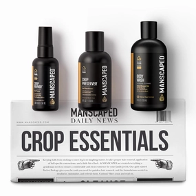 MANSCAPED™ Crop Essentials, Male Care Hygiene Bundle, Includes Crop Cleanser™ Invigorating Body Wash, Crop Preserver™ Moisturizing Ball Deodorant, Crop Reviver™ Body Toner and Disposable Shaving Mats