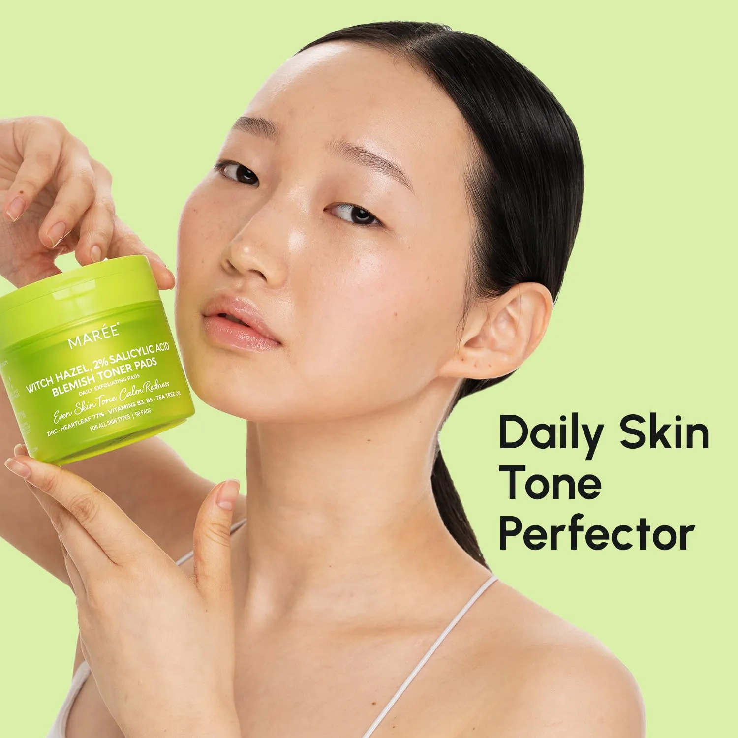 MAREE Blemish Toner Polishes - Daily Facial Radiance Toner Polishes - Witch Hazel Acne Face Toning Pads - Acne Skin Care with BHA Salicylic Acid - Cleansing Pad for Face - Blemish Clearing Wipes