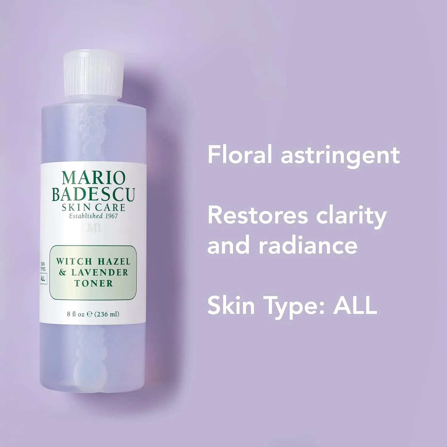 Mario Badescu Alcohol Free Witch Hazel Facial Toner for Aging Skin, Infused with Lavender/Rose Water and Aloe Vera, Face Toner for Combination or Dry Skin, 8 Fl Oz