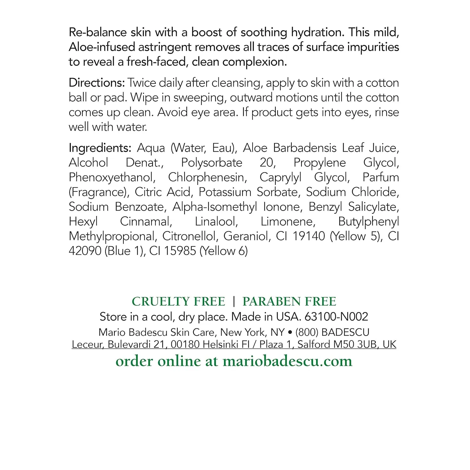 Mario Badescu Aloe Lotion Mild Toner for Face - Soothing & Refreshing Aloe-infused Pore Cleanser Skin Care - Face Toner to Calm, Soothe & Refresh Skin