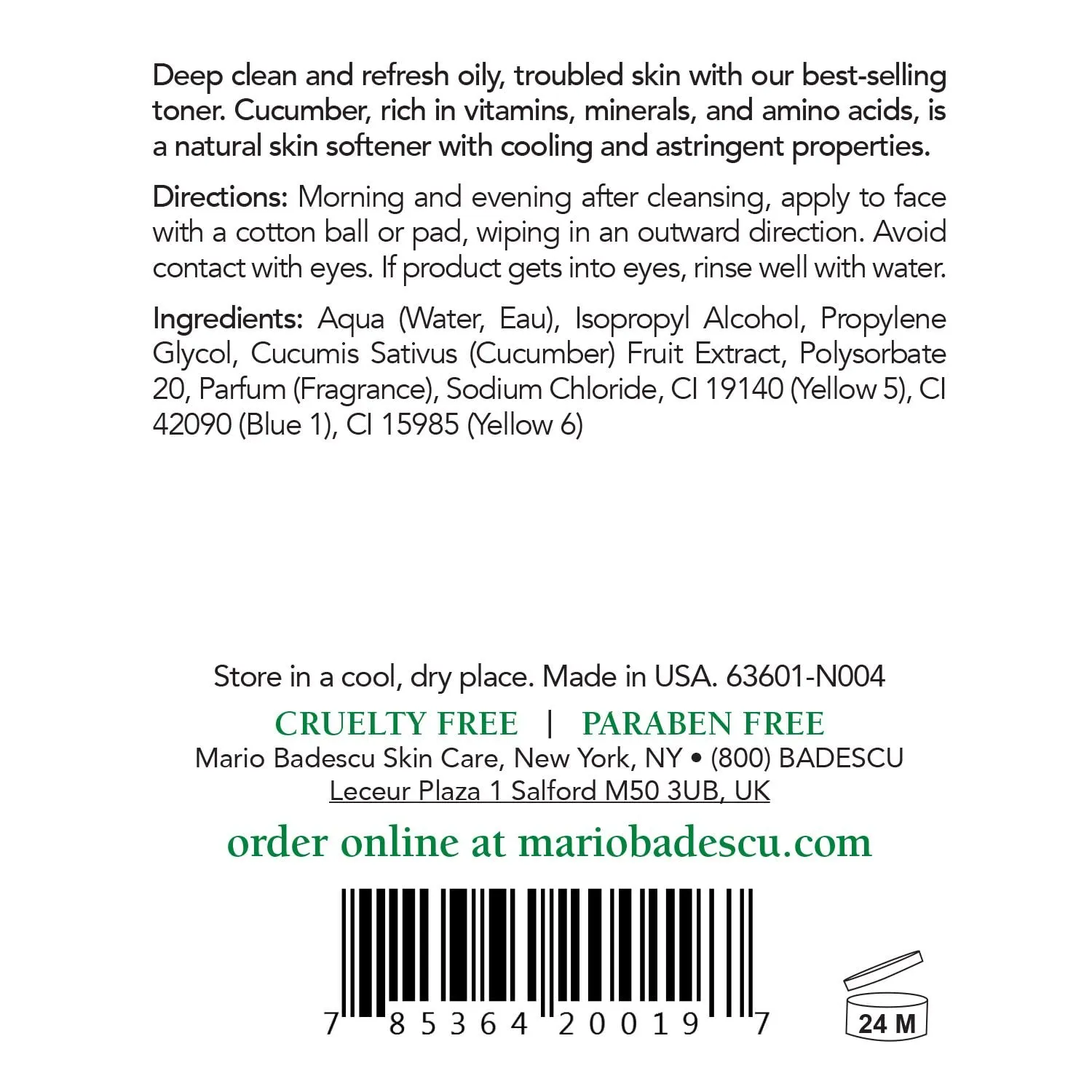 Mario Badescu Special Cucumber Lotion | Non-Drying & Non-Irritating Facial Toner for Removing Excess Oil & Drying Up Breakouts | Revitalizing, Clarifying Astringent for Face