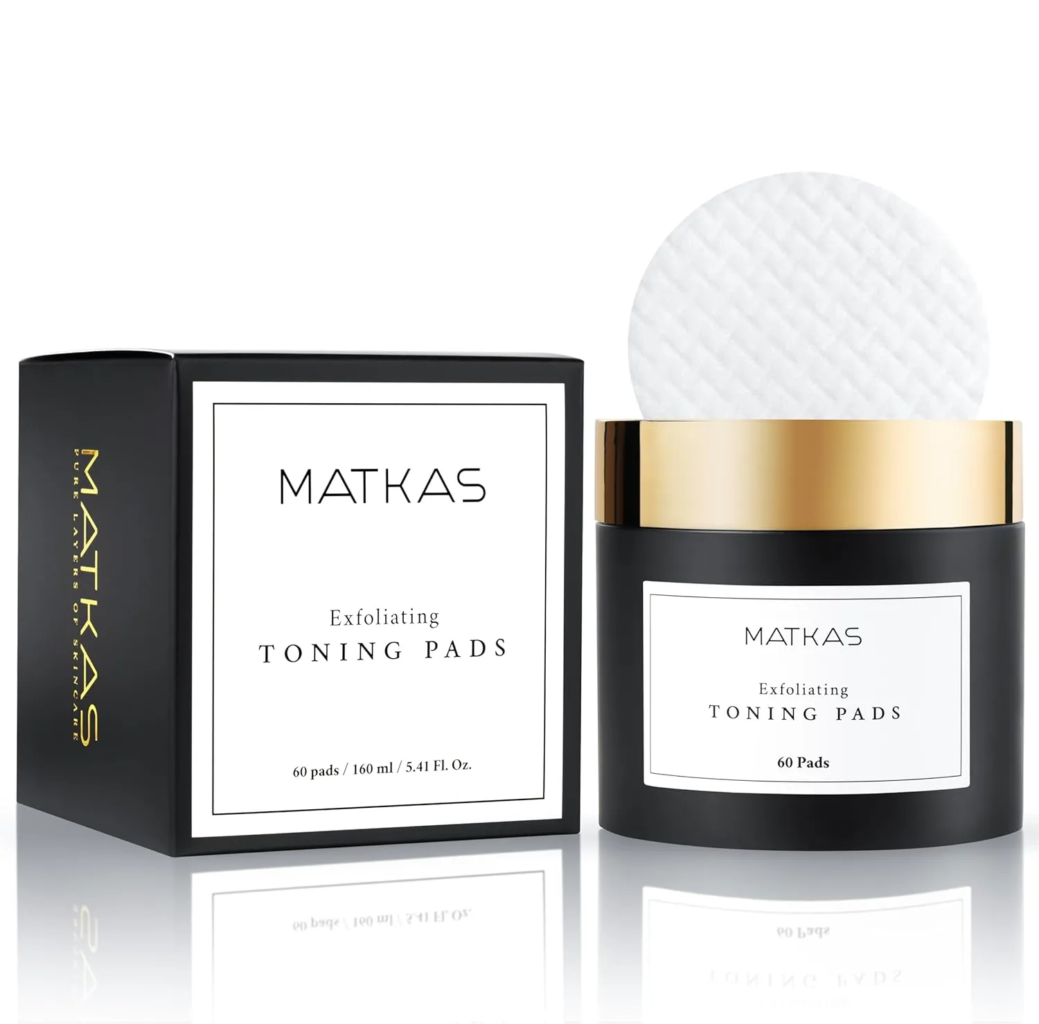 MATKAS Korean Exfoliating Toner Pads with Witch Hazel - 60 pads, Refreshing Toning Pads for Acne Prone Skin, Lactic Acid Exfoliating Discs for Face, Glycolic Acid Toner for Face Korean Skin Care