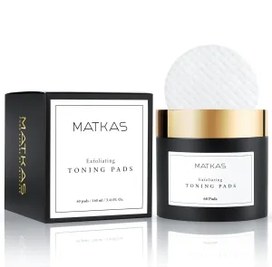 MATKAS Korean Exfoliating Toner Pads with Witch Hazel - 60 pads, Refreshing Toning Pads for Acne Prone Skin, Lactic Acid Exfoliating Discs for Face, Glycolic Acid Toner for Face Korean Skin Care
