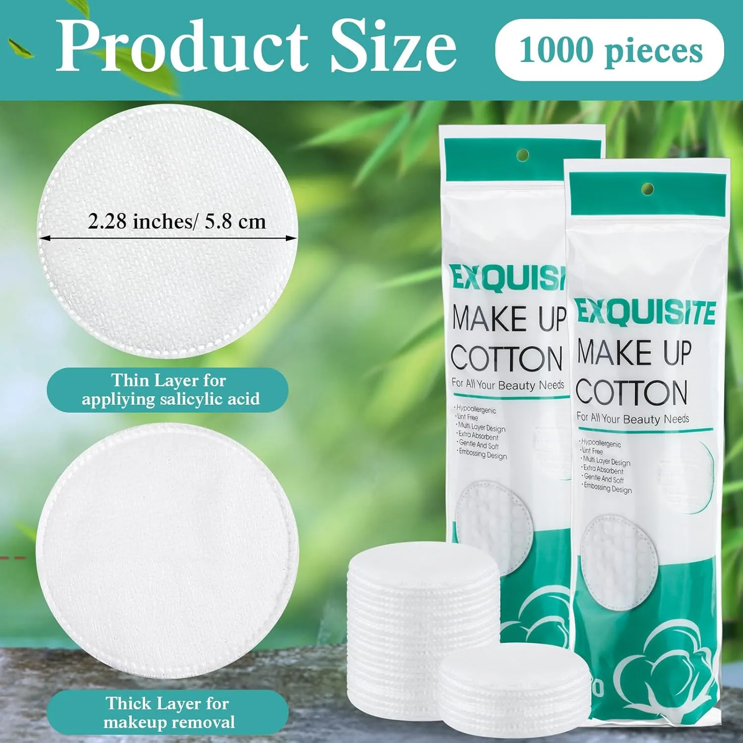 Maxcheck 1000 Pcs Cotton Rounds Bulk Exfoliating Rounds for Face Makeup Remover Cotton Facial Pads for Face Makeup Removal Toner Pads