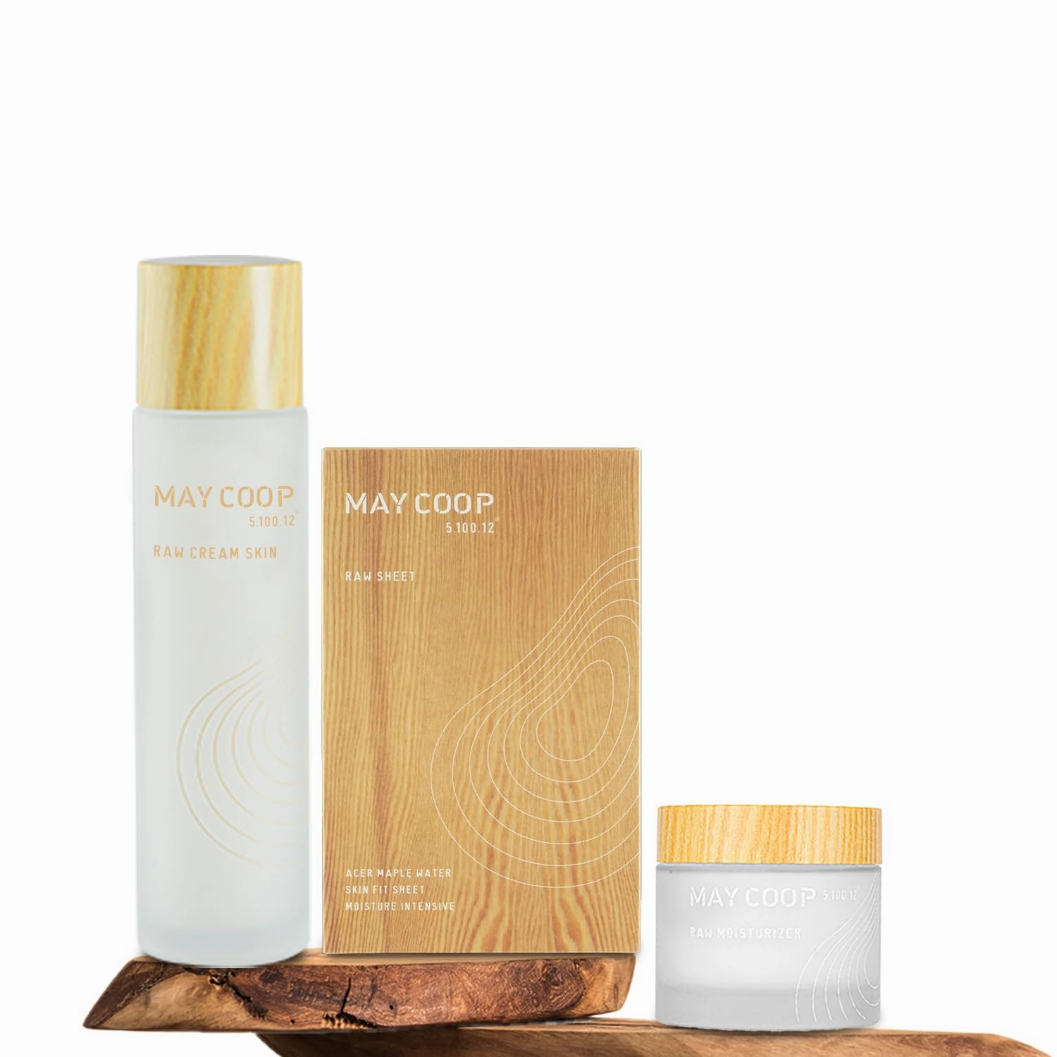 MAYCOOP 3 Step Moisturizing & Hydrating Korean Skincare Set - Raw Cream Skin Toner, Moisturizer Face Cream, Facial Mask Sheets All Skin Type