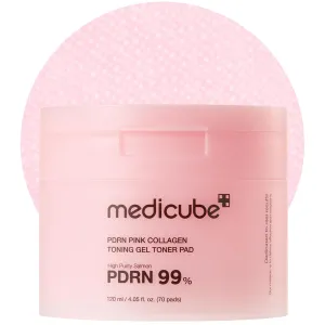 medicube Salmon DNA PDRN Pink Collagen Jelly Pad | Korean Gel Toner Pads with Niacinamide, Madecassoside, Retinol | Soothing, Radiance&Uneven Skin Tone | Korean Skin Care | 70Pads