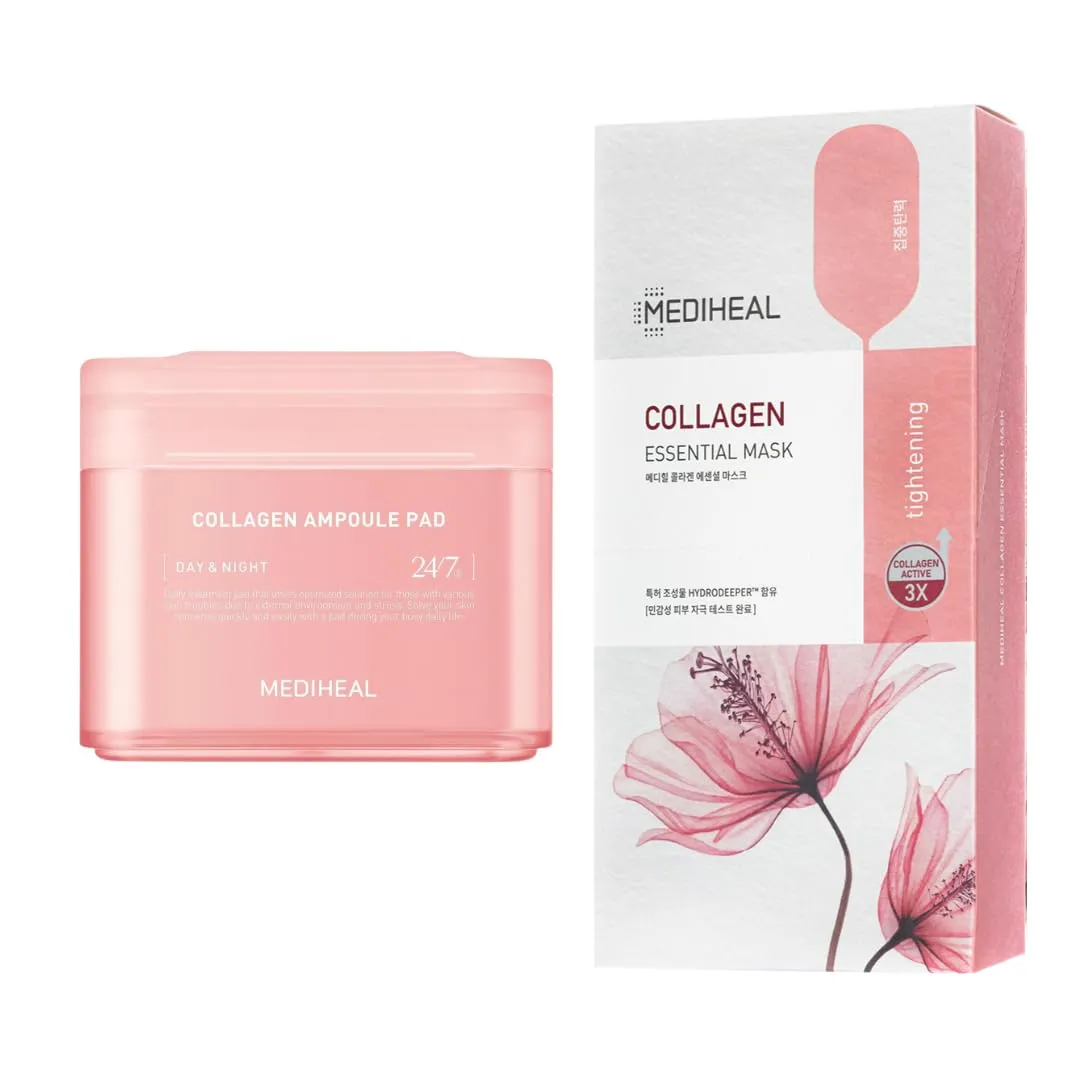MEDIHEAL Collagen Boost Set Korean Beauty Sheet Mask Toner Pad Firming Fine Lines Glow