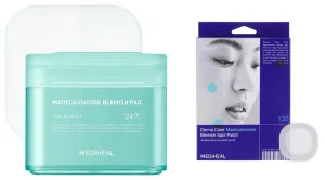 Mediheal Madecassoside Toner Pad to Improve Skin Tone & Derma Clear Madecassoside Blemish Spot Patch (132 Count)