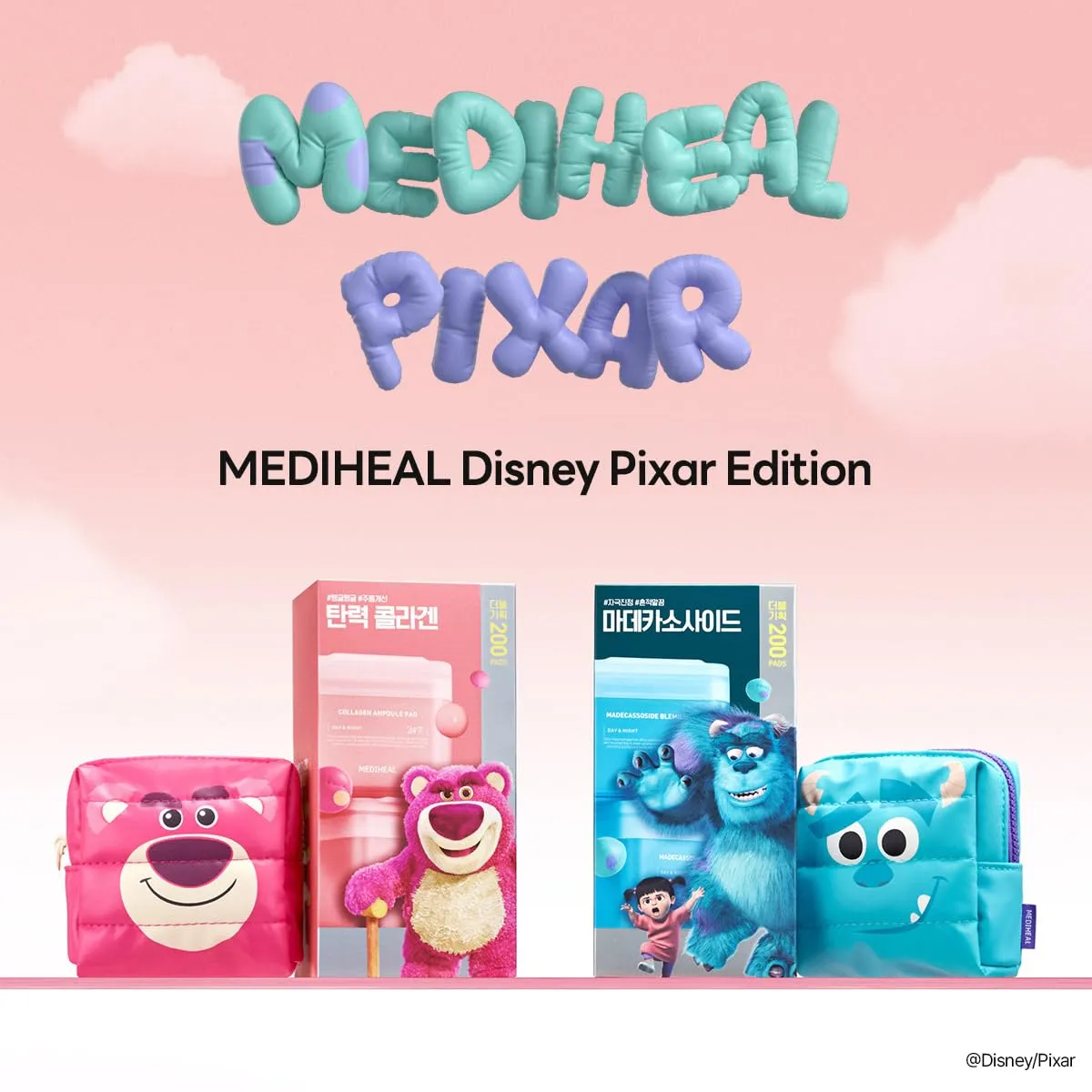MEDIHEAL Madecassoside Toner Pads [Disney Pixar Edition]-Centella Asiatica to Improve Uneven Skin Tone - Vegan Face Gauze, Full Size 100   Refill 100 (Teatree, 200 Pads)