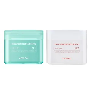 MEDIHEAL Toner Pad Madecassoside for Blemish Care Improve Uneven Skin Tone 100 Pads, Phyto Enzyme for Gentle Exfoliating 90 Pads