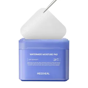 MEDIHEAL Watermide Moisture Pad - Square Cotton Facial Toner Pads with Icelandic Glacial Water - Improve Skin Temperature, Hydrating to Dry, Puffy, Coarse Skin -Vegan Eco Silk,100 Pads