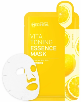 Mediheal Vita Toning Essence Mask, Revitalizing & Balancing Facial Sheet Mask for Dull Skin, Vita Complex and Niacinamide, Eco-Friendly & Hypoallergenic Cellulose Sheet 15 Sheet