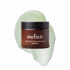 Melixir Vegan Relief Facial Moisturizer, Hydrating and Soothing Daily Cream to Protect Dry & Sensitive Skin, Lightweight, with Korean Green Tea and Centella Asiatica, for Men and Women (2.7 fl. oz.)
