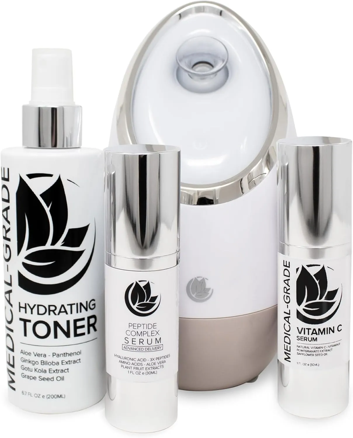 Microderm GLO - Facial Steamer and Acne Large Pore & Blackhead Reduction Skin Care Product Bundle