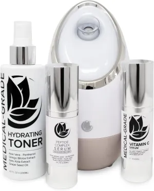 Microderm GLO - Facial Steamer and Acne Large Pore & Blackhead Reduction Skin Care Product Bundle
