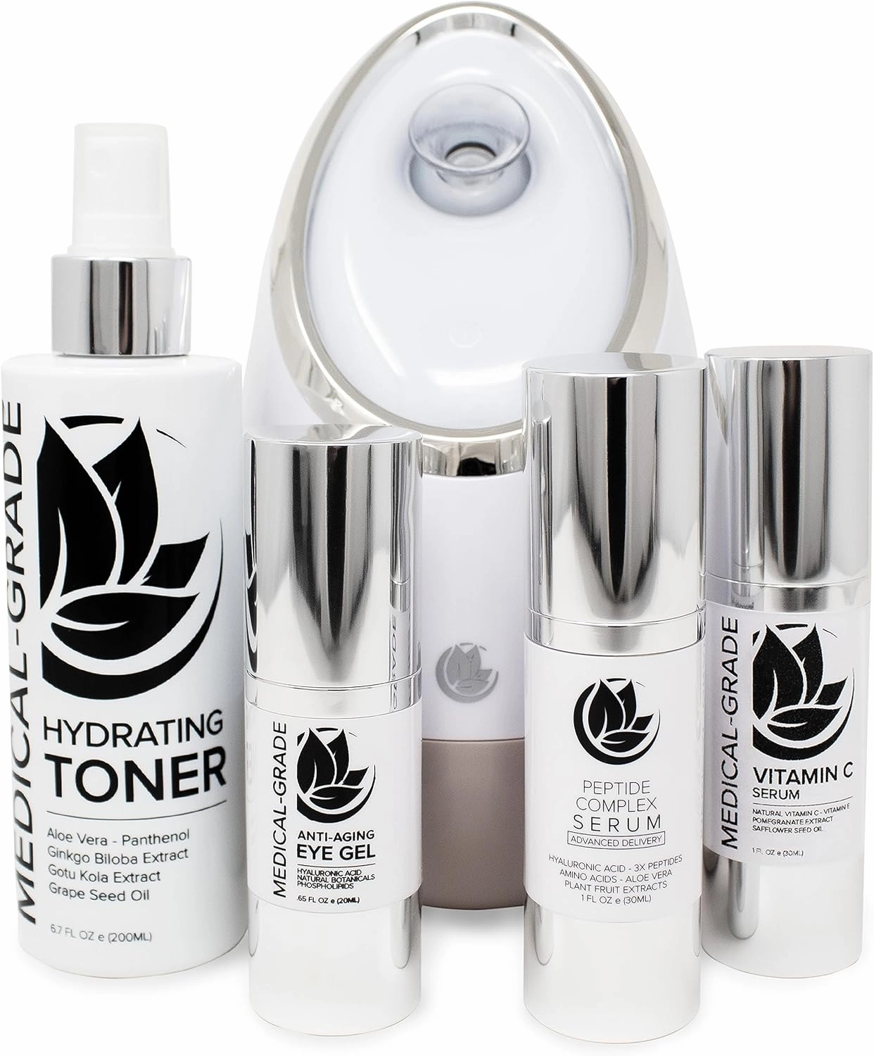 Microderm GLO - Facial Steamer and Dark Spot & Uneven Texture Skin Care Product Bundle