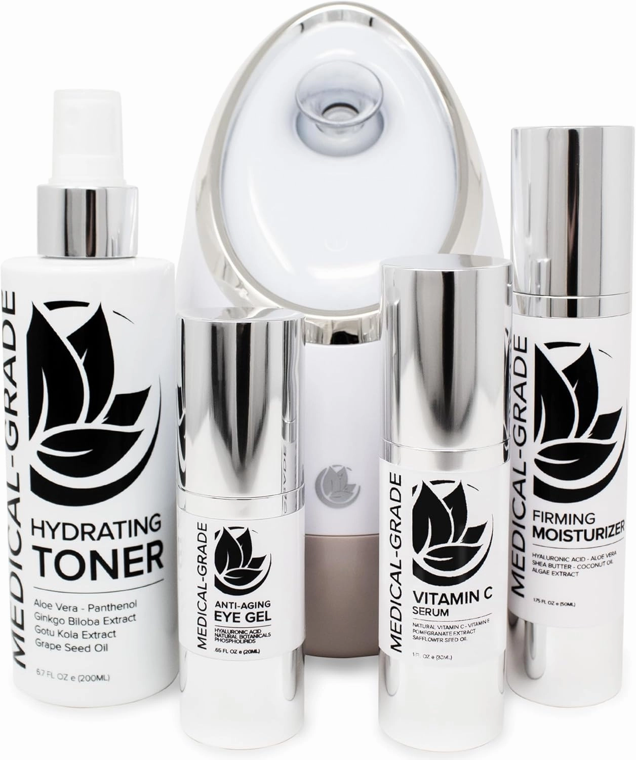 Microderm GLO - Facial Steamer and Dull Tired Skin Care Product Bundle