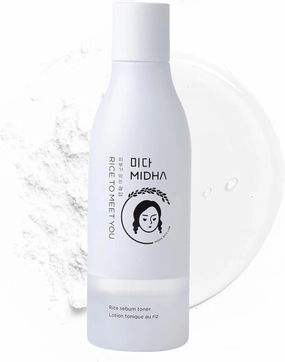 MIDHA Rice Sebum Toner,6.76fl.oz/200ml,Hydrating, Pore Refining, 80% Pure Rice bran Water Vegan Face Toner Astringent