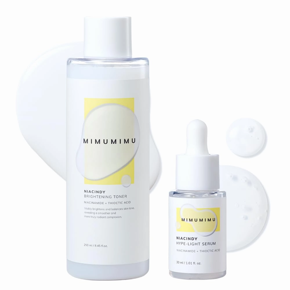 MIMUMIMU Niacinamide Thioctic Acid NIACINDY Before Spot Care Set with Milky Toner and Boosting Serum- Daily Korean Potency Skincare - Hyperpigmentation, Discoloration,Textured Skin for Dull Skin