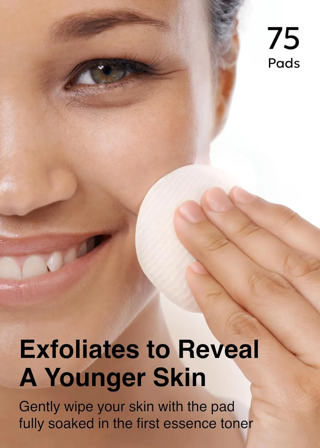 MISSHA Time Revolution The First Essence Toner Pads (75 pads) - Exfoliating Pads Enhanced with AHA, Moisturizing, Larger Size, Advanced Ferment Absorption