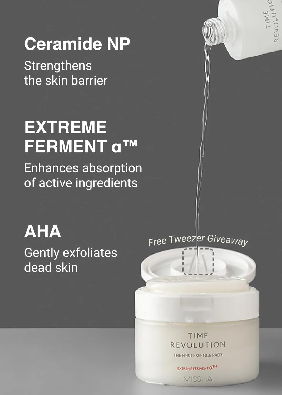 MISSHA Time Revolution The First Essence Toner Pads (75 pads) - Exfoliating Pads Enhanced with AHA, Moisturizing, Larger Size, Advanced Ferment Absorption