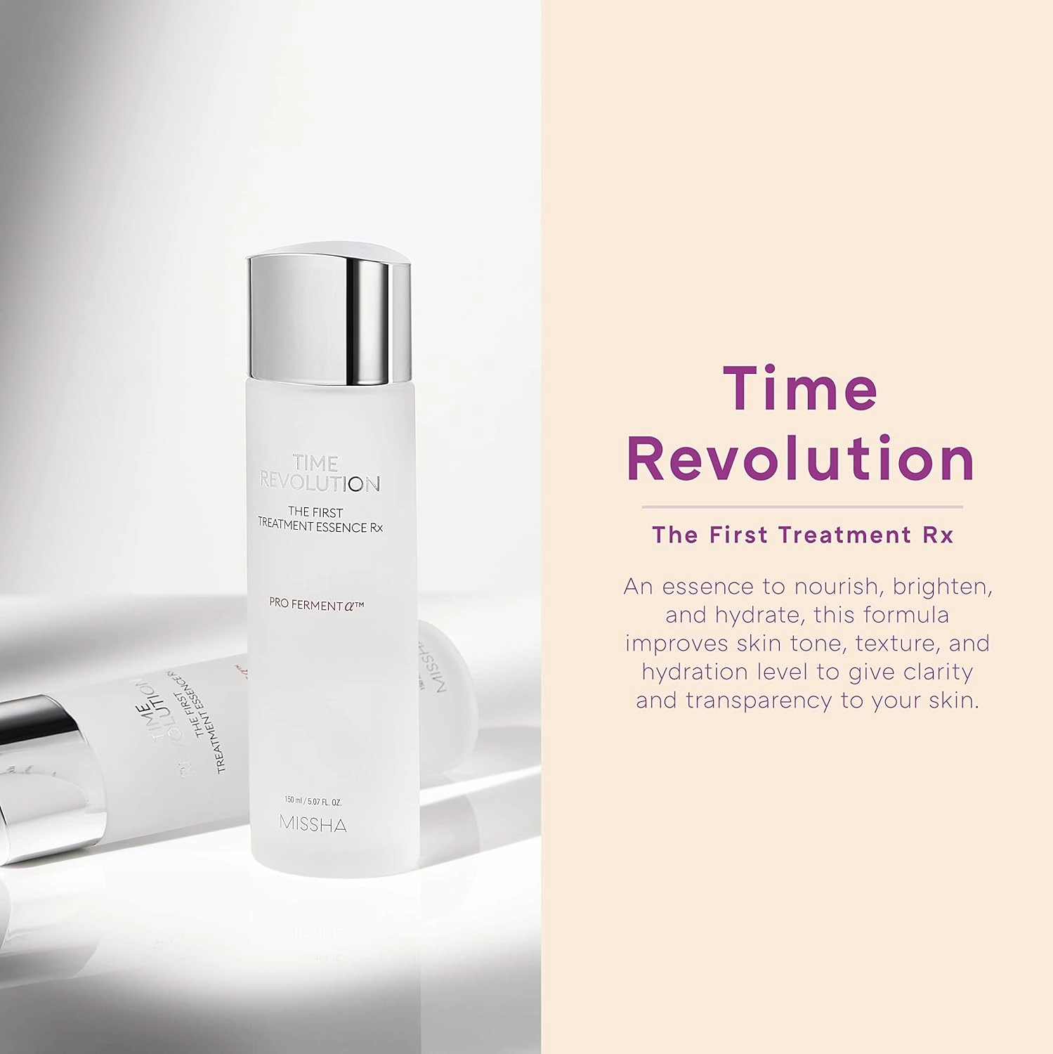 MISSHA Time Revolution The First Essence RX (4th Gen) 5.07 Fl oz/150ml, Korean Face Essence, Hydrating Facial Toner, Skin Smoothing & pH Balancing Toner for All Skin Types