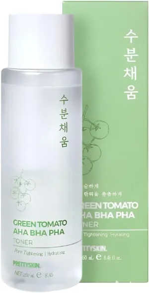 Moisturizing Facial Toner-Gentle Exfoliating & Moisture Boosting Formula – Tomato Extract   Vitamins B, D – for Smooth, Supple Skin 8.45fl.oz (250ml) (Green Tomato AHA BHA PHA)