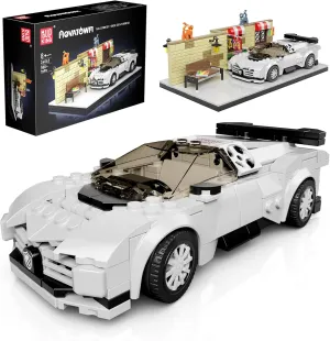 Mould King Street Sports Car Model, Racing with Parking Garage, Build Your Own Speed Champion for Boys, Adult House and Office Decor, Best STEM Toy Gifts for Kids and Adult 24065 (588 Pcs)