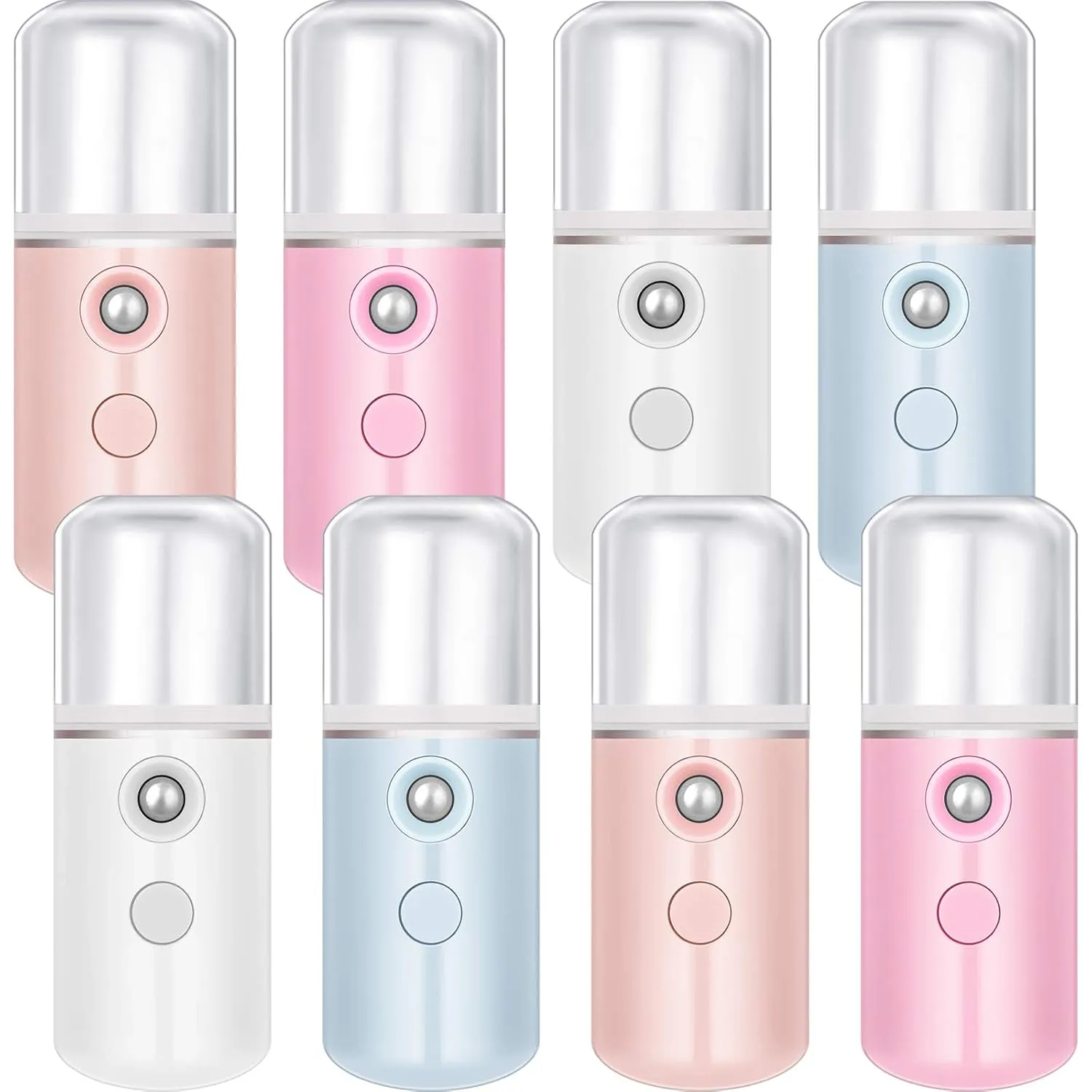 Mudder 8 Pieces Nano Sprayer Facial Mister Portable Mini Face Mist Atomization USB Rechargeable 30ml Face Steamer for Skin Care Eyelash Extensions Daily Makeup