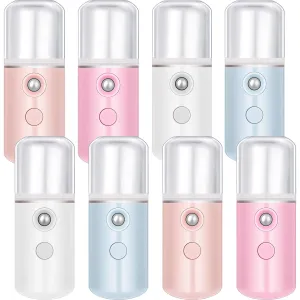 Mudder 8 Pieces Nano Sprayer Facial Mister Portable Mini Face Mist Atomization USB Rechargeable 30ml Face Steamer for Skin Care Eyelash Extensions Daily Makeup