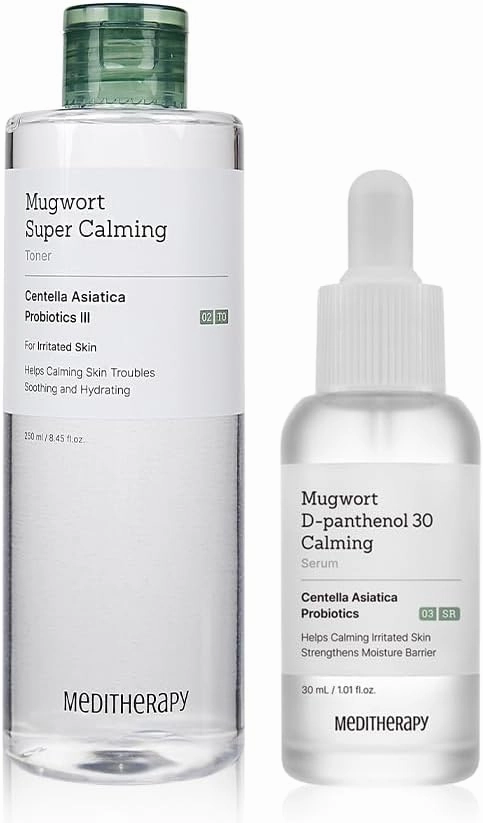 Mugwort Super Calming Toner & Mugwort D-Panthenol(300,000ppm) 30 Calming Serum - Hydrating Face Toner and High Concentrated Facial Serum - Soothing and Moisturizing for Radiant Glow