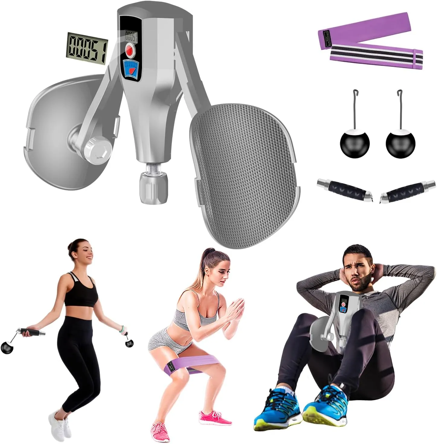 Multi-Function Thigh Master, 0-132 lbs Resistance Thigh Trainer Pro with Leg Straps, Handles, Resistance Bands and Jump Rope, Kegel Trainer Hip Thigh Toner Inner Thigh Exerciser