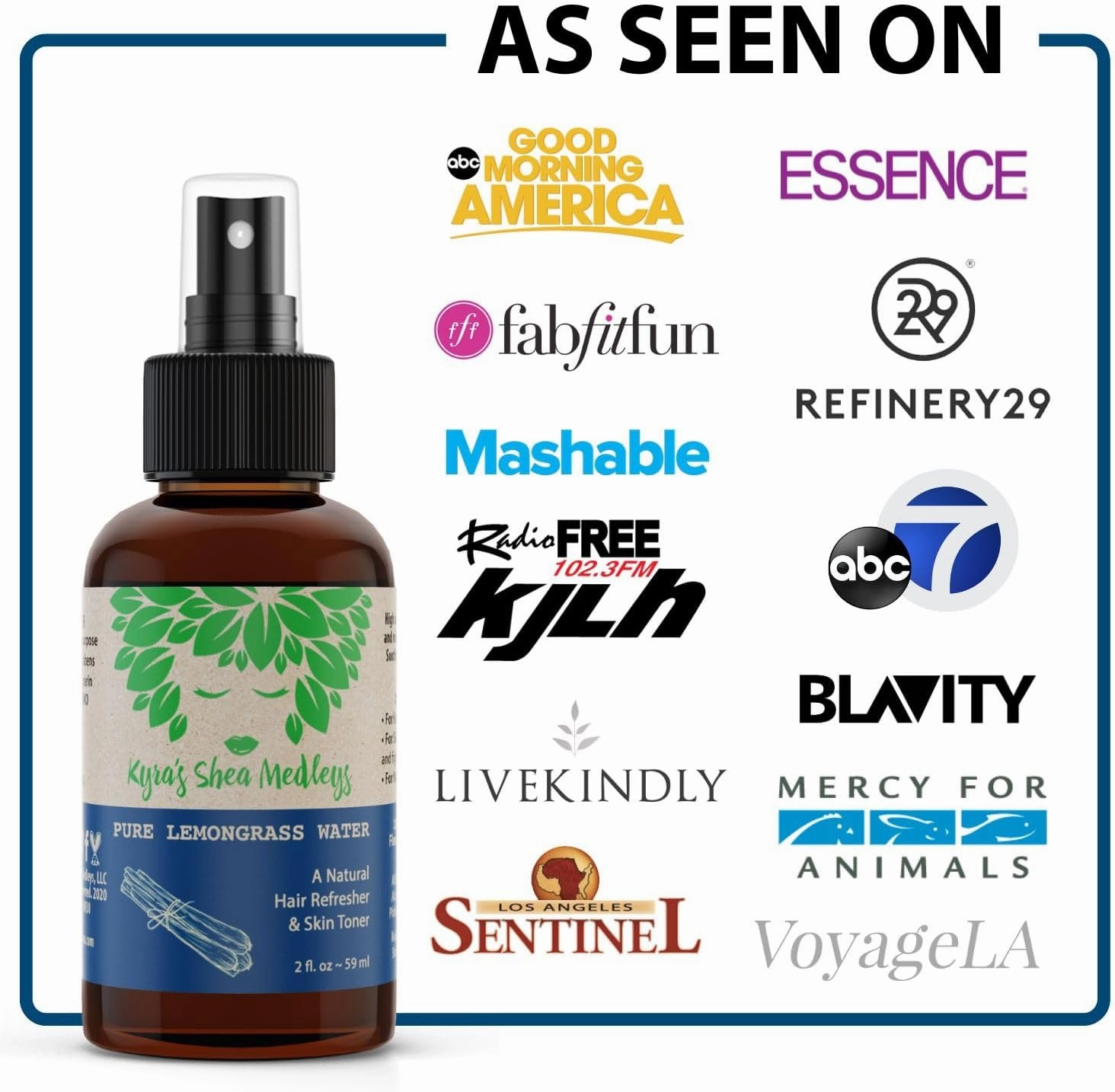 Multiuse Lemongrass Water Toner Mist for Face, Body, and Hair - Pure Distilled Lemograss Water Spray - Soothes and Hydrates Skin, Scalp, Hair, & Nails - 4 oz