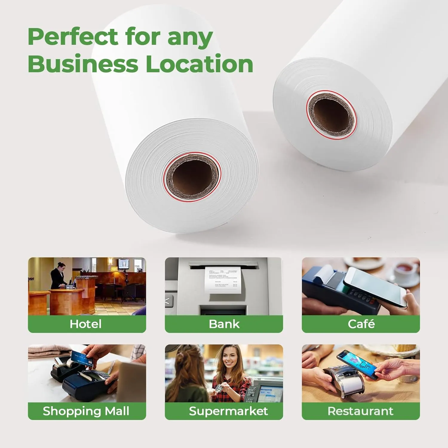 MUNBYN 2 1/4" x 50' Thermal Paper (50 Rolls), BPA Free Receipt Paper, 58mm Thermal Receipt Papers Fits All 58mm Thermal POS Printer, Square Terminal Credit Card Machines thick enough printers clearly