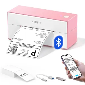 MUNBYN Bluetooth Thermal Label Printer, 4x6 Shipping Label Printer for Shipping Packages, Compatible with iOS, Android, PC, Mac, Chrome OS, Etsy, Ebay, Shopify, Amazon, USPS and More