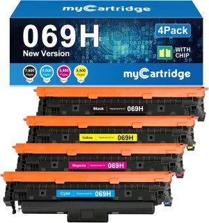 myCartridge 069H Toner Cartridge Set Compatible Replacement for Canon 069 069H Toner Works for Canon Color imageCLASS MF753Cdw MF751Cdw LBP674Cdw Printer, 069 069H Toner Cartridge 4-Pack B/C/M/Y