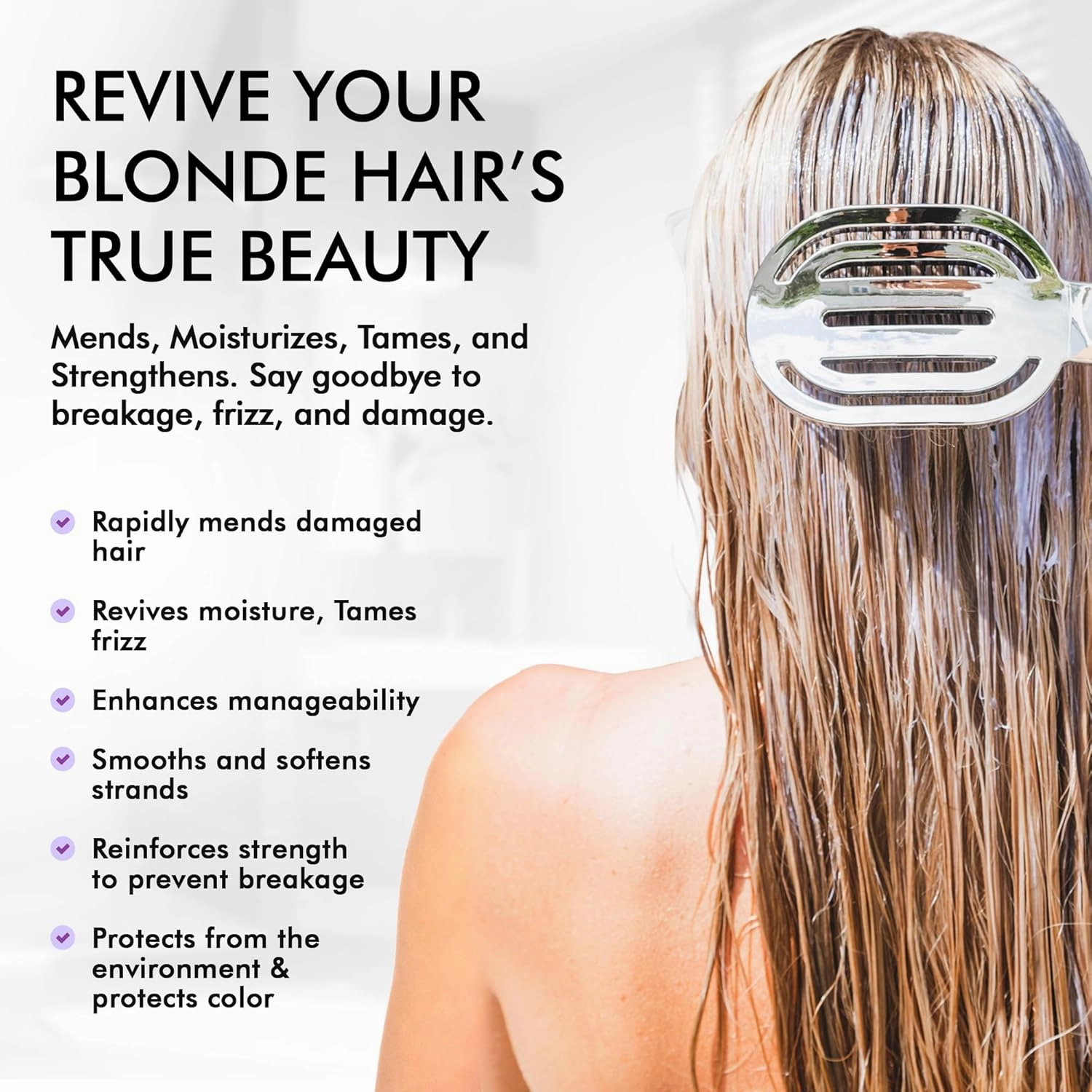 Mycro-Keratin Purple Hair Mask for brassy hair, Purple Mask Hair Toner for Blonde, Silver, Removes Yellow Tones, Treats Dry Damaged Hair (8.45 fl.oz)