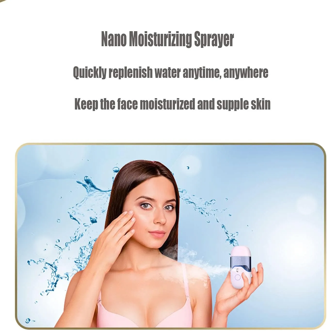 Nano Facial Spray Nano Water Replenishment Apparatus Mini Facial Steamer Atomized Sauna Suitable for Facial Moisturizing and Eyelash Extension(Color:Pink)