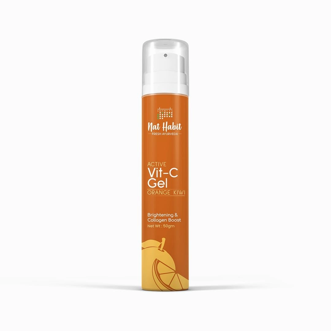 Nat Habit Vit-C Aloevera Gel Moisturizer for Face | Brightening, Hydration and Collagen Boost with Orange & Kiwi| Suitable for Dry Skin, Normal Skin and Sensitive Skin | Daily use Moisturizer | 50g