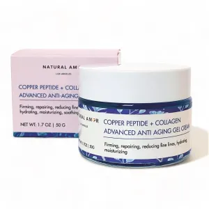 Natural Amor Copper Peptide Face Gel Moisturizer, Collagen Anti-Aging Facial Cream, Rapid Firming, Reduce Wrinkles 1.7 oz