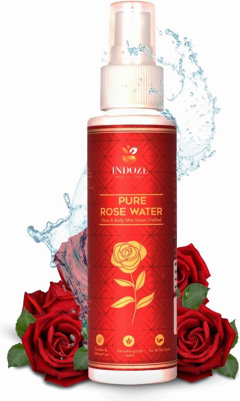 Natural Rose Water Toner Spray for The Face, Skin & Body | Gulab Jal | Rose Water for Skin Care, 100% Free from Chemicals & Preservatives (Rose Water - 100 Ml), Clear